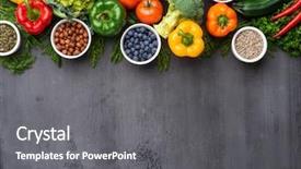  Presentation with fresh fruits vegetables - Colorful presentation theme enhanced with vegetables fruits and superfood nutrition backdrop and a gray colored foreground