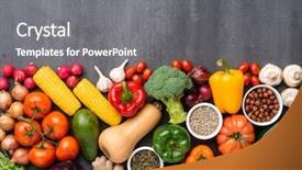  Presentation with fresh fruits vegetables - Cool new slide set with vegetables fruits and superfood nutrition backdrop and a gray colored foreground