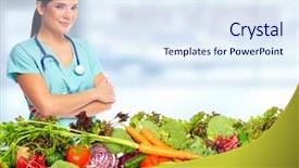  Presentation with healthy nutrition - Beautiful slide deck featuring vegetables healthy diet and nutrition backdrop and a sky blue colored foreground