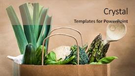  Presentation with brown paper bag - Theme featuring vegetables in a brown paper background and a coral colored foreground