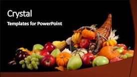  Presentation with fall - Slide deck featuring vegetables in a cornucopia background and a black colored foreground