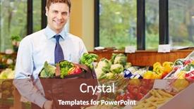  Presentation with bag - Slides featuring vegetables in organic food store background and a tawny brown colored foreground