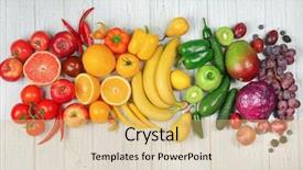  Presentation with creative - PPT theme enhanced with vegetables in rainbow colors background and a yellow colored foreground