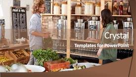  Presentation with grocery store - Presentation design featuring vegetables in sustainable plastic free background and a coral colored foreground