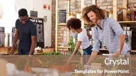  Presentation with grocery store - Presentation design enhanced with vegetables in sustainable plastic free background and a coral colored foreground
