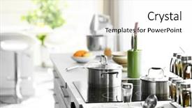  Presentation with kitchen utensils - Amazing PPT theme having vegetables in the kitchen beside backdrop and a white colored foreground