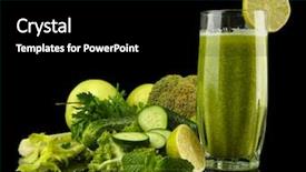  Presentation with green glass - Slide deck with vegetables isolated on black background and a black colored foreground