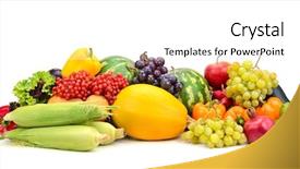  Presentation with fresh fruits vegetables heart - Cool new presentation theme with vegetables isolated on white free backdrop and a white colored foreground