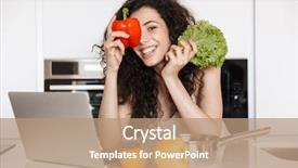  Presentation with lover - Theme consisting of vegetables lover holding green salat background and a  colored foreground