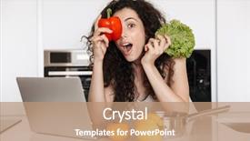  Presentation with lover - PPT theme consisting of vegetables lover holding green salat background and a  colored foreground