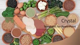  Presentation with protein food - Slide set having supplement powders grains and seed background and a coral colored foreground
