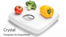  Presentation with weight - Presentation theme enhanced with weight scale isolated on white background and a white colored foreground