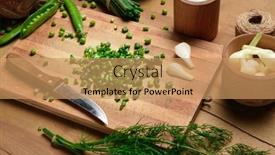  Presentation with green fresh food - Presentation theme consisting of vegetables-on-a-wooden-kitchen background and a coral colored foreground