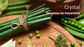  Presentation with green fresh food - Slide deck with vegetables-on-a-wooden-kitchen background and a wine colored foreground