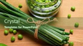  Presentation with green fresh food - Presentation design having vegetables-on-a-wooden-kitchen background and a tawny brown colored foreground
