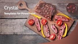  Presentation with vegetable cutting board - Beautiful presentation theme featuring vegetables on cutting board backdrop and a coral colored foreground