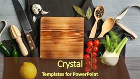  Presentation with empty - Amazing PPT layouts having vegetables on kitchen table cooking backdrop and a tawny brown colored foreground