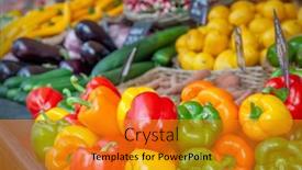  Presentation with market - Slides consisting of vegetables-on-the-counter background and a gold colored foreground