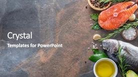  Presentation with graphite - PPT theme featuring vegetables on the graphite background and a gray colored foreground