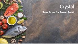  Presentation with salmon fish - Colorful presentation theme enhanced with vegetables on the graphite backdrop and a gray colored foreground