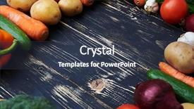  Presentation with organic foods - Slides with vegetables over wooden flat layout background and a dark gray colored foreground