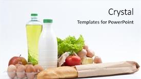  Presentation with food white layout - Cool new presentation theme with vegetables packet - food on the white backdrop and a  colored foreground