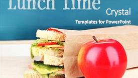  Presentation with paper bag - Audience pleasing slide deck consisting of vegetables packet - lunch time concept tasty sandwiches backdrop and a  colored foreground