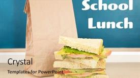  Presentation with school lunch - Theme having vegetables packet - school lunch concept tasty sandwiches background and a  colored foreground