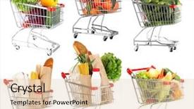  Presentation with white differene - Slide deck having vegetables packet - trolleys with different products isolated background and a lemonade colored foreground