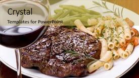  Presentation with steam generator abstract art red - Amazing PPT theme having vegetables pasta and red wine backdrop and a yellow colored foreground