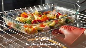  Presentation with fresh fruits vegetables dairy meat - Cool new PPT theme with vegetables roasting in a clear backdrop and a tawny brown colored foreground