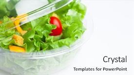  Presentation with plastic container - Theme enhanced with vegetables salad in plastic container background and a pink colored foreground