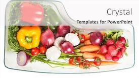  Presentation with refrigerator - PPT theme enhanced with vegetables-stored-in-a-refrigerator background and a white colored foreground