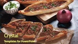  Presentation with turkish - PPT theme having vegetables traditional meal similar background and a tawny brown colored foreground