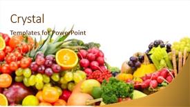  Presentation with fresh fruits vegetables - Slides with vegetables useful for health background and a cream colored foreground