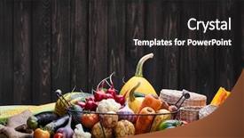  Presentation with vegan food - Cool new PPT theme with vegetables with herb kitchen garden backdrop and a dark gray colored foreground