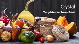  Presentation with inventory - Presentation theme featuring vegetables with herb kitchen garden background and a dark gray colored foreground