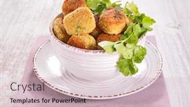  Presentation with appetizer - Amazing theme having vegetarian appetizer ball backdrop and a soft green colored foreground