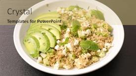  Presentation with vegetarian - Colorful presentation theme enhanced with vegetarian bowl salad backdrop and a yellow colored foreground