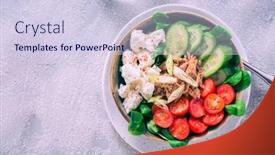  Presentation with healthy food - Cool new slides with vegetarian-buddha-bowl-raw-vegetables backdrop and a lemonade colored foreground