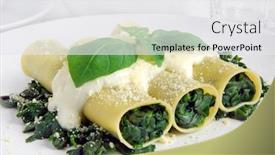  Presentation with vegetarian - Beautiful theme featuring vegetarian-cannelloni-with-spinach backdrop and a white colored foreground