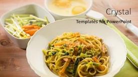  Presentation with vegetarian - Colorful presentation theme enhanced with colorful autumn tree leaves beside a paved road in the fall backdrop and a dark gray colored foreground