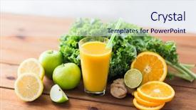  Presentation with orange lime - PPT theme featuring vegetarian concept - glass with orange background and a sky blue colored foreground