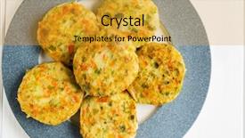  Presentation with vegetarian - PPT layouts consisting of vegetarian cutlets from carrot zucchini background and a gold colored foreground
