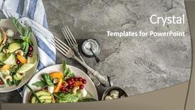  Presentation with formal dinner invitation - PPT layouts having vegetarian dinner - salad and wine background and a gray colored foreground