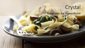  Presentation with vegetarian - Presentation with vegetarian dish with tagliatelles spinach background and a soft green colored foreground