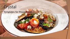  Presentation with oil seeds - Presentation design consisting of vegetarian eggplant salad with baked background and a coral colored foreground