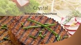  Presentation with soy - PPT theme with vegetarian hamburger with soy sprout radish and salad background and a lemonade colored foreground