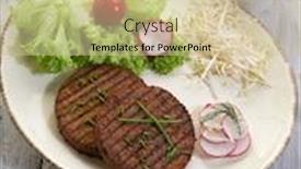  Presentation with soy - Slide deck having vegetarian hamburger with soy sprout radish and salad background and a soft green colored foreground