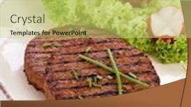  Presentation with soy - Audience pleasing PPT theme consisting of vegetarian hamburger with soy sprout radish and salad backdrop and a yellow colored foreground